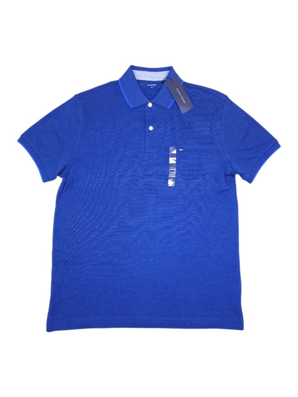 Tommy Hilfiger Mens Polo Shirt Cotton Medium Black Blue